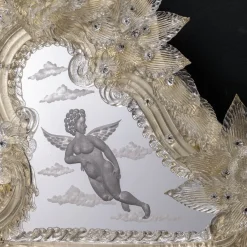 Specchio da parete Rex con foglia d'oro