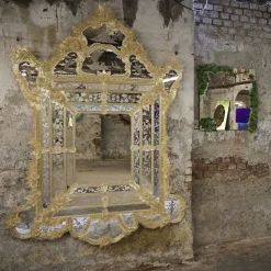 Specchio da parete Rex con foglia d'oro