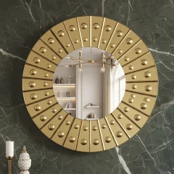 Specchio da parete rotondo Mida in oro