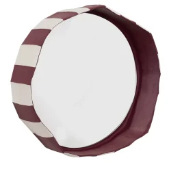 Specchio da parete rotondo Ninfea Nova 30 in ceramica bianca e bordeaux di Paronetto e Botticelli