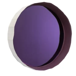 Specchio da parete rotondo Ninfea 50 Nova in ceramica bianca e viola di Paronetto e Botticelli