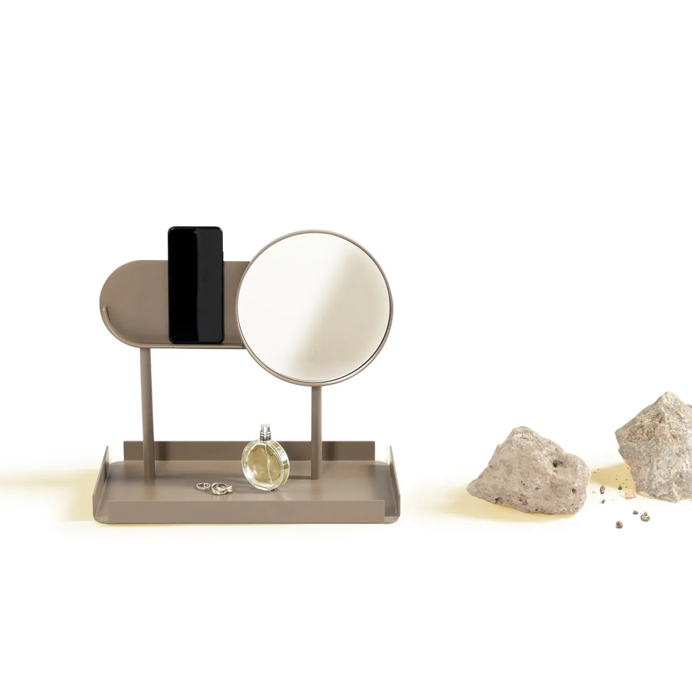 Specchio da tavolo Virgola Beige di Xu Zheng