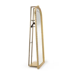 Specchio da terra appendiabiti in legno dorato in stile Luigi XVI