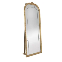 Specchio da terra appendiabiti in legno dorato in stile Luigi XVI