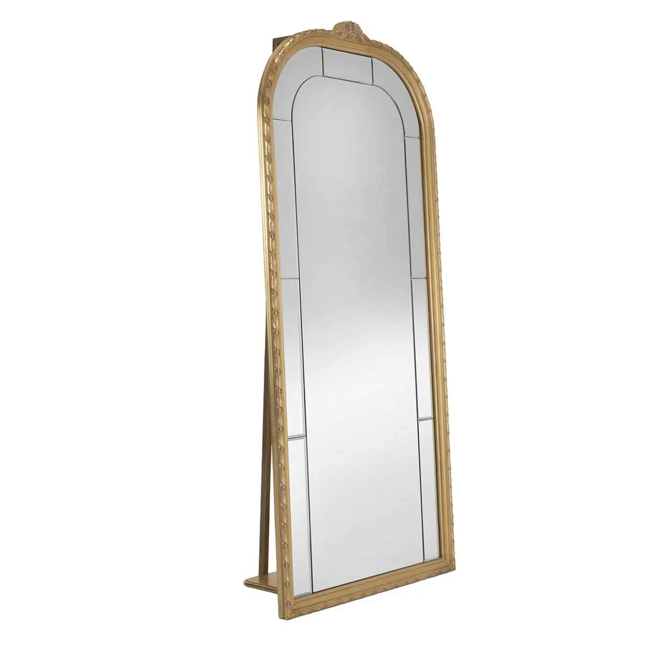 Specchio da terra appendiabiti in legno dorato in stile Luigi XVI