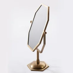 Specchio da Trucco Ottagonale Piccolo in Bronzo