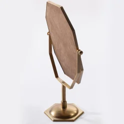 Specchio da Trucco Ottagonale Piccolo in Bronzo