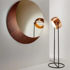 Specchio Decor Rotondo in Mogano con Cornice Intagliata
