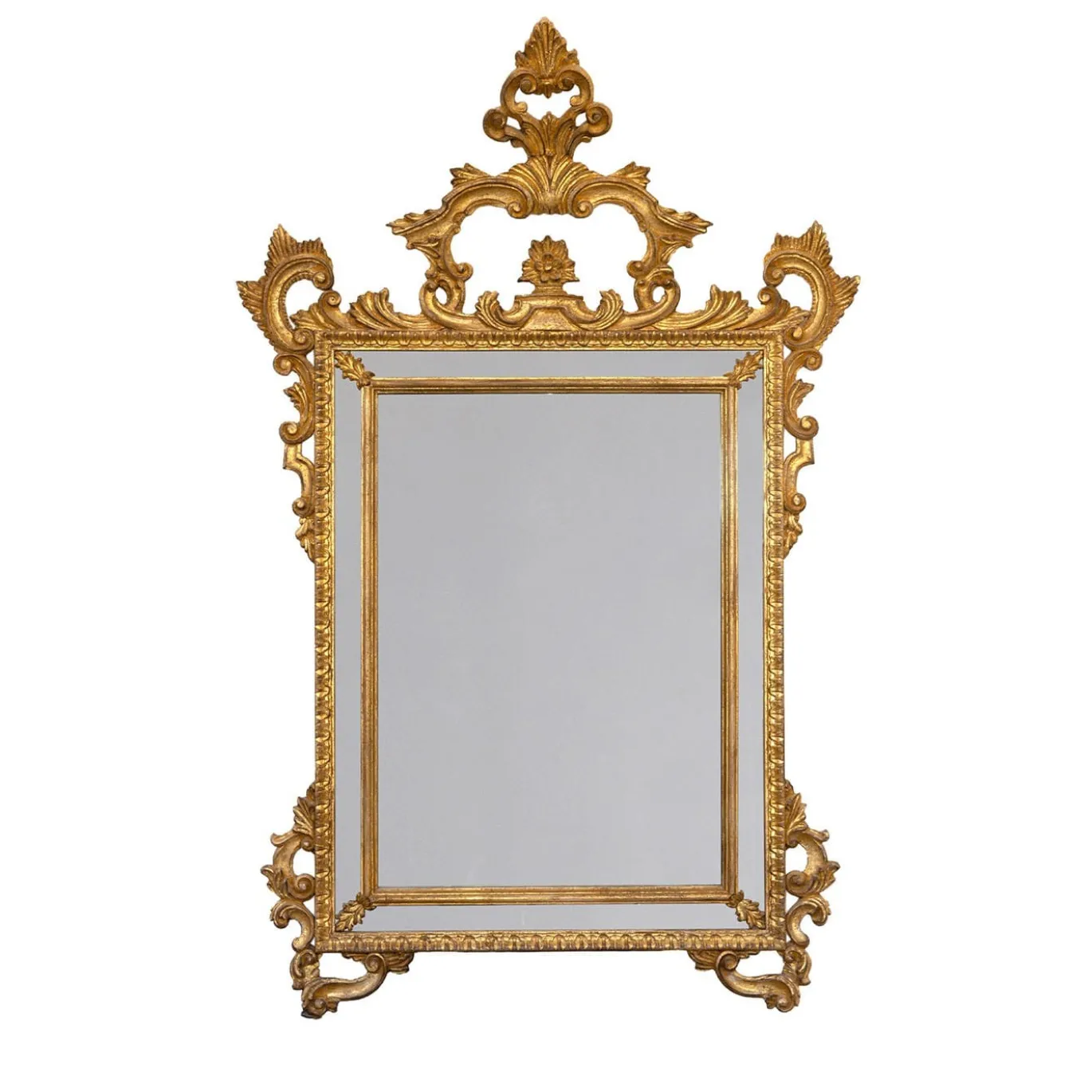 Specchio in Legno di Tiglio con Foglia d'Oro in Stile Veneziano del XVIII Secolo Gondi