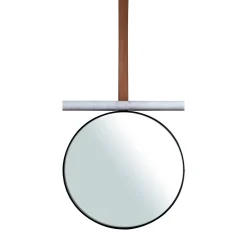Specchio in marmo a tubo con cinturino in pelle