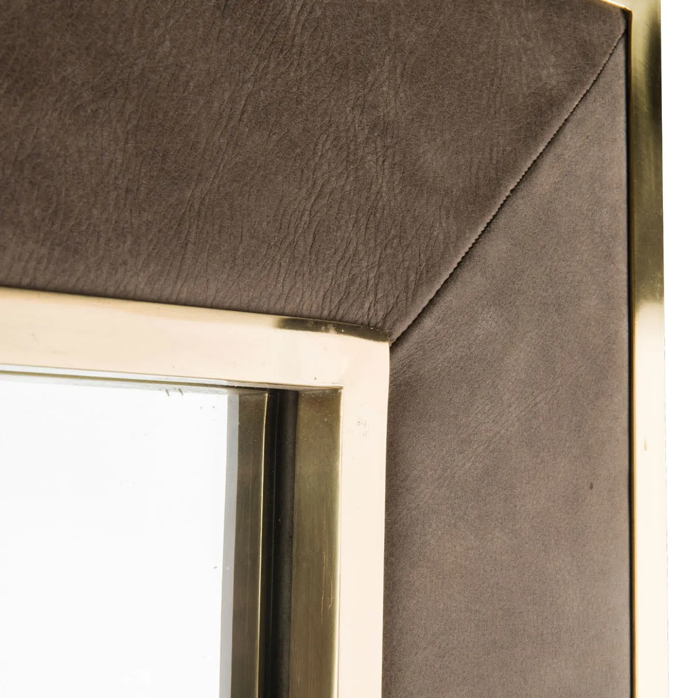 Specchio in Pelle e Ottone Aurora