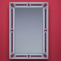 Specchio in vetro di Murano San Toma Rosso Contemporaneo