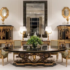 Specchio ovale con cornice ottagonale dorata