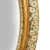 Specchio Ovale con Margherite in Porcellana di Capodimonte e Foglia d'Oro Applicata a Mano