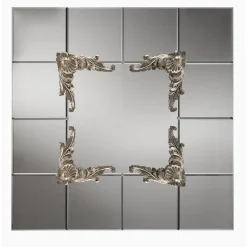 Specchio quadrato Checked in foglia d'argento Deco-Style