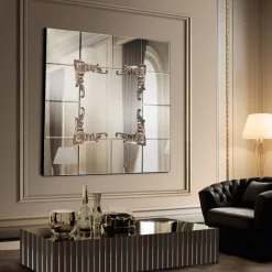 Specchio quadrato Checked in foglia d'argento Deco-Style