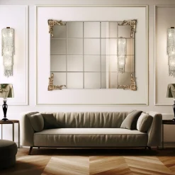 Specchio rettangolare Checked in foglia d'argento Deco-Style