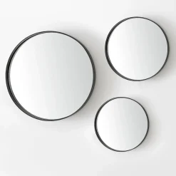 Specchio rotondo in ferro nero lava grigio Dorian