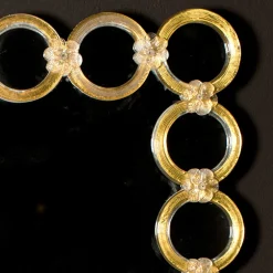 Specchio Venetian Rings in Vetro di Murano Dorato