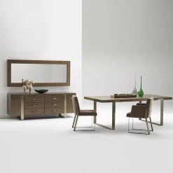 Specchio Volterra rettangolare in pelle marrone