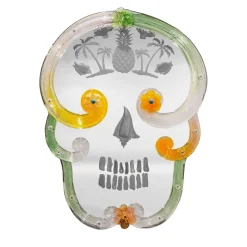 Specchio XL Pop Skull verde e arancione di Bradley Theodore