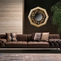 S/14 Specchio da parete ottagonale con intagli floreali