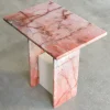 SST016-5 Tavolino Laterale Retangolare in Marmo Onice Rosa