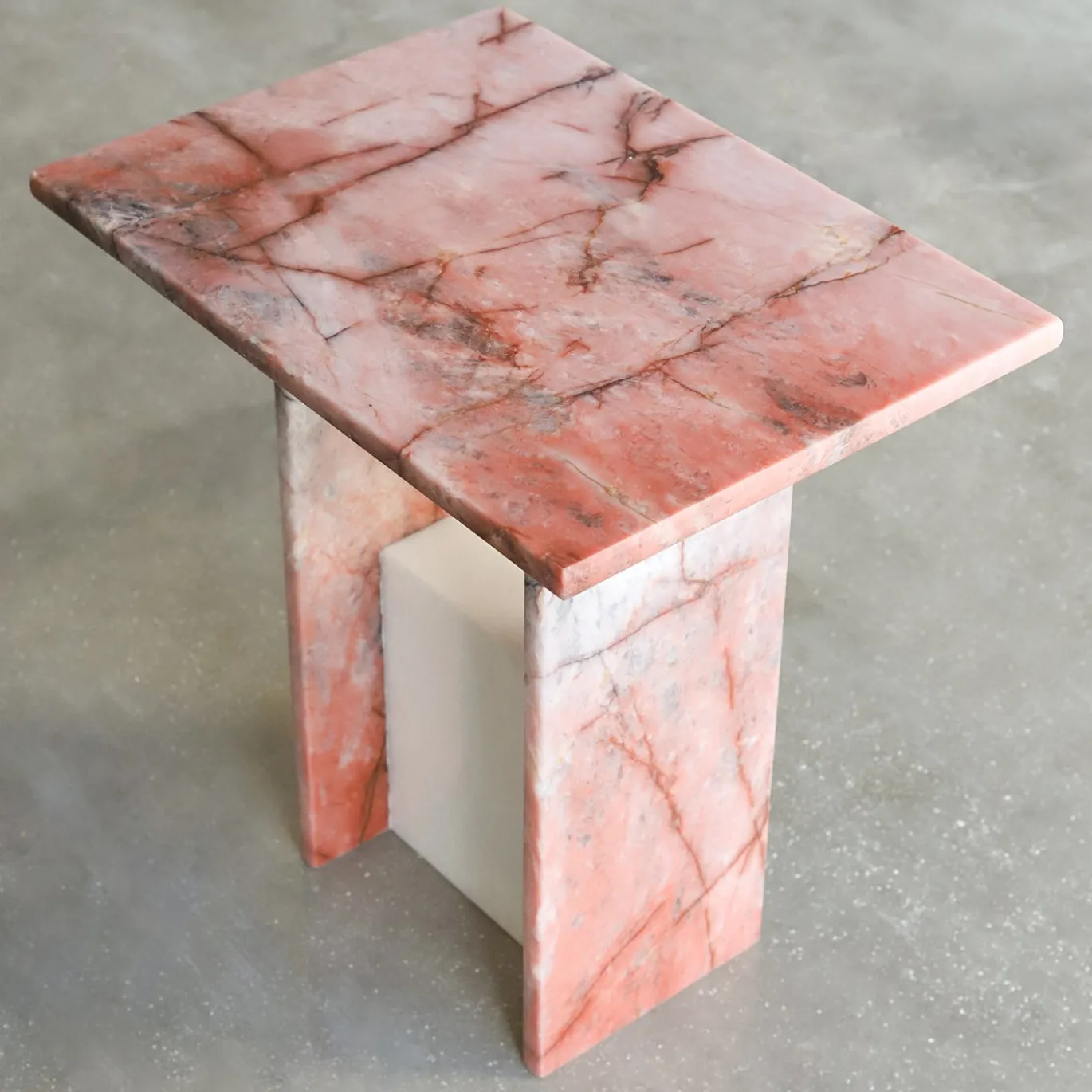 SST016-5 Tavolino Laterale Retangolare in Marmo Onice Rosa