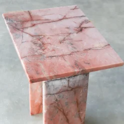 SST016-5 Tavolino Laterale Retangolare in Marmo Onice Rosa