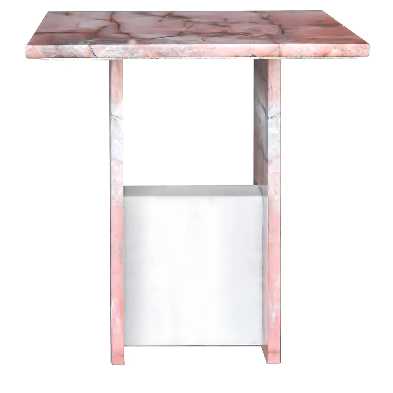 SST016-5 Tavolino Laterale Retangolare in Marmo Onice Rosa