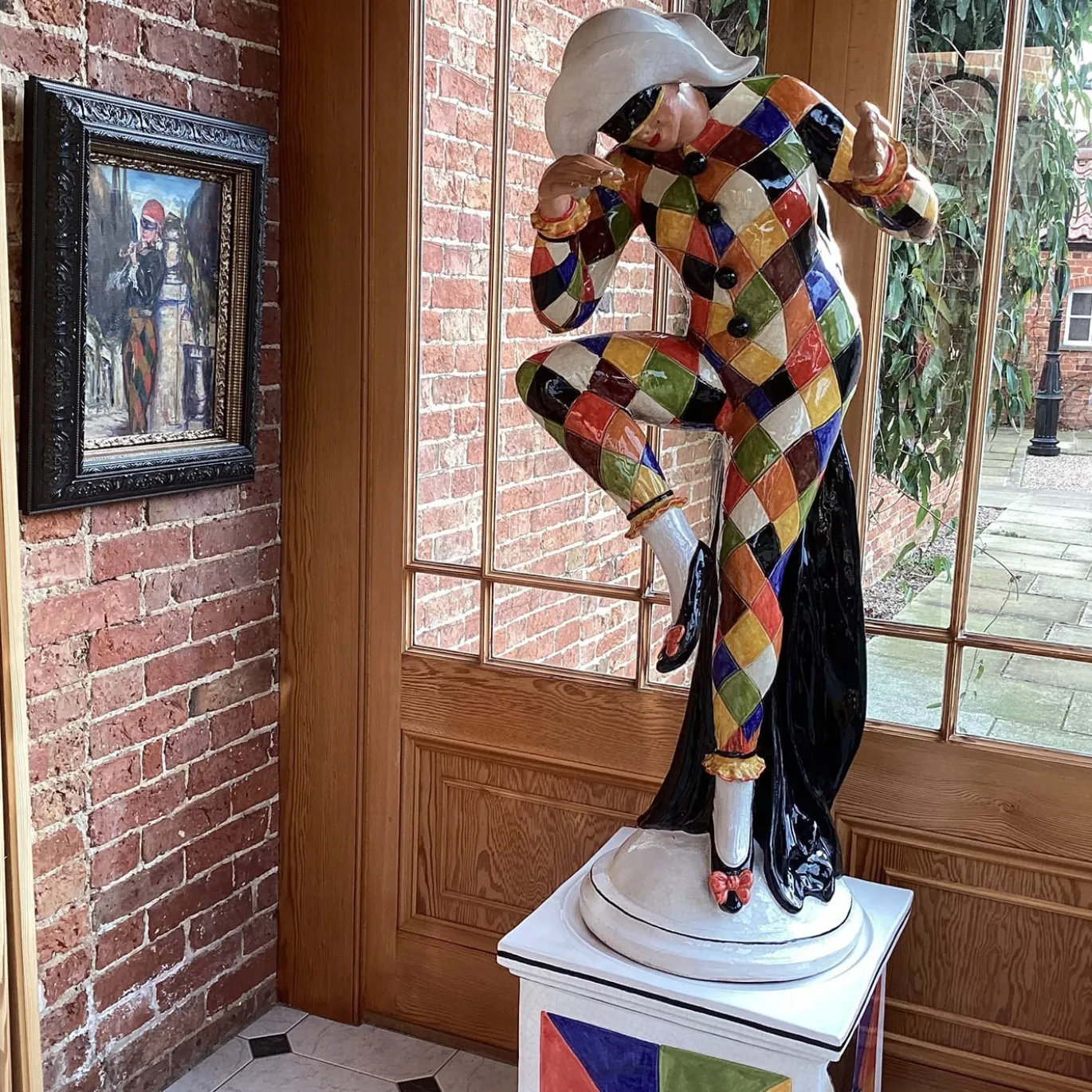 Statua Arlecchino Policroma in Ceramica