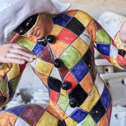 Statua Arlecchino Policroma in Ceramica