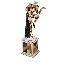 Statua Arlecchino Policroma in Ceramica