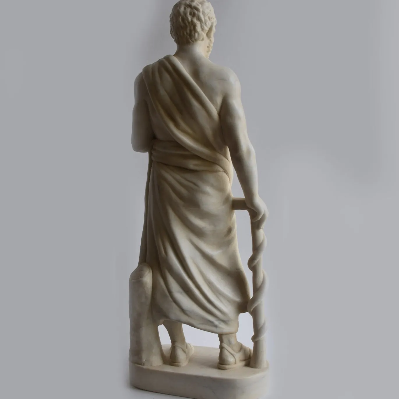 Statua Asclepio-Esculapio in Marmo Bianco Carrara