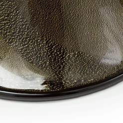 Stmat Vaso con piede in nero e oro 24K con coperchio