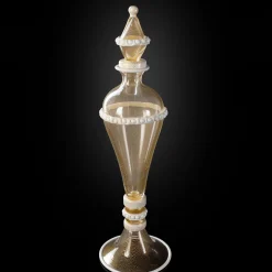 Stmat Vaso con piede in oro e bianco 24 carati con coperchio