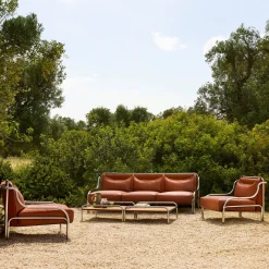 Stringa 1963 Divano da Esterno a Tre Posti in Pelle Terracotta di Gae Aulenti