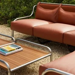 Stringa 1963 Divano da Esterno a Tre Posti in Pelle Terracotta di Gae Aulenti