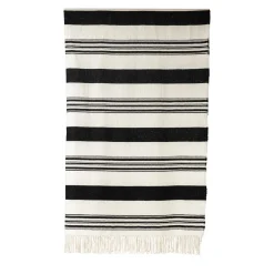 Tacke.d2 Coperta a righe bianche e nere con frange