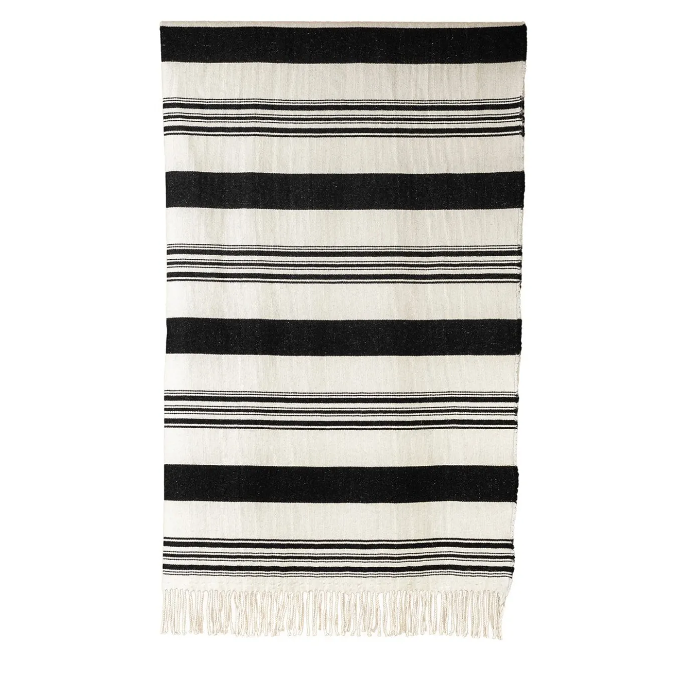 Tacke.d2 Coperta a righe bianche e nere con frange