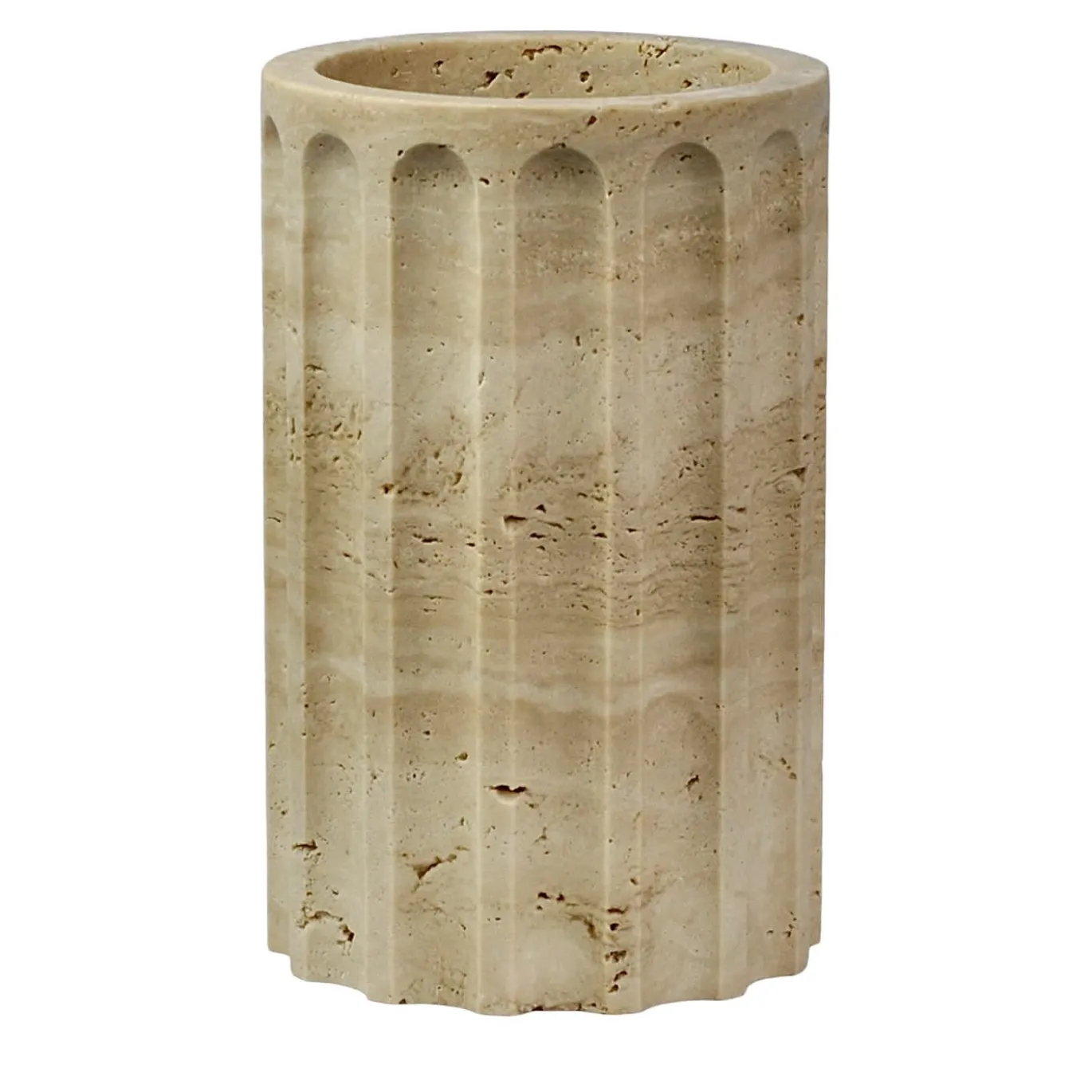 TAN Vaso a colonna in marmo travertino satinato
