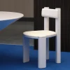 Taoto White Leather And Glossy Tortora Wood Dining Chair