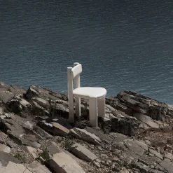 Taoto White Leather And Glossy Tortora Wood Dining Chair