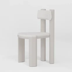 Taoto White Leather And Glossy Tortora Wood Dining Chair