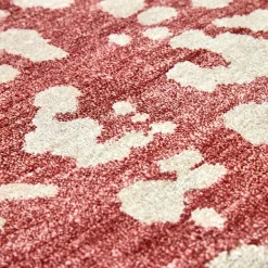 Tappeto artigianale in seta di bambù rosso e bianco Mars