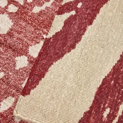Tappeto artigianale in seta di bambù rosso e bianco Mars