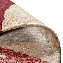 Tappeto artigianale in seta di bambù rosso e bianco Mars