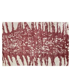 Tappeto artigianale in seta di bambù rosso e bianco Mars