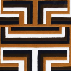 Tappeto Castelbarco geometrico in lana della Nuova Zelanda marrone/nero/bianco