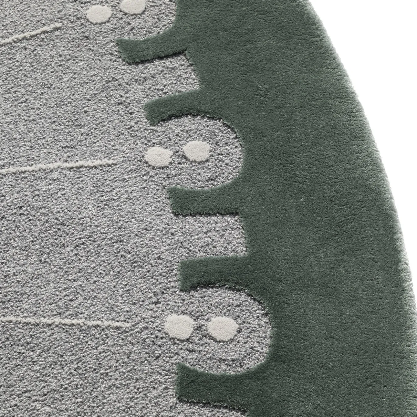 Tappeto CoDeco rotondo in lana e tencel grigio e verde di Marcante-Testa #1